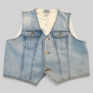 Vintage Linited Jeans Denim Vest Womens Large Blue Jeans  90s Y2K
